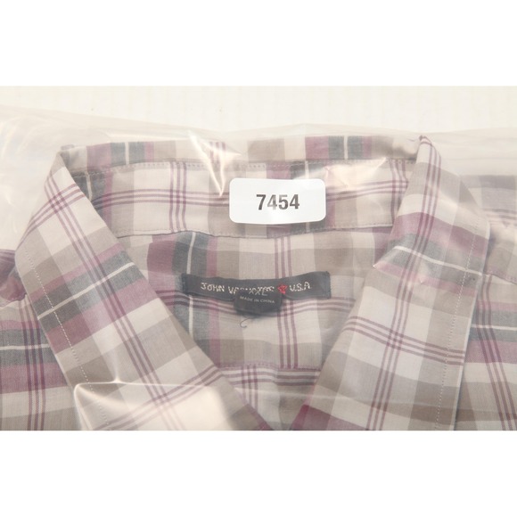 John Varvatos USA Shirt Mens 2XL Plaid Burgundy Long Sleeve Button Front Casual - Picture 11 of 11